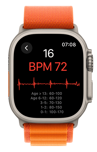Vitals app running on an Apple Watch Ultra